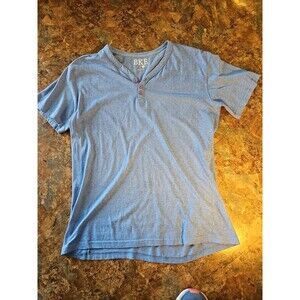 BKE Women's Light‎ Blue Short Sleeve Henley Shirt XL Cotton Casual Tee